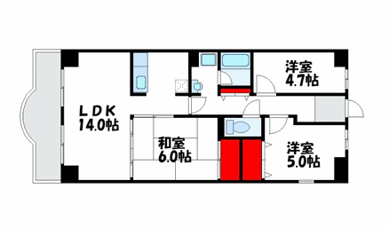 ペット飼育対応の広々3LDK