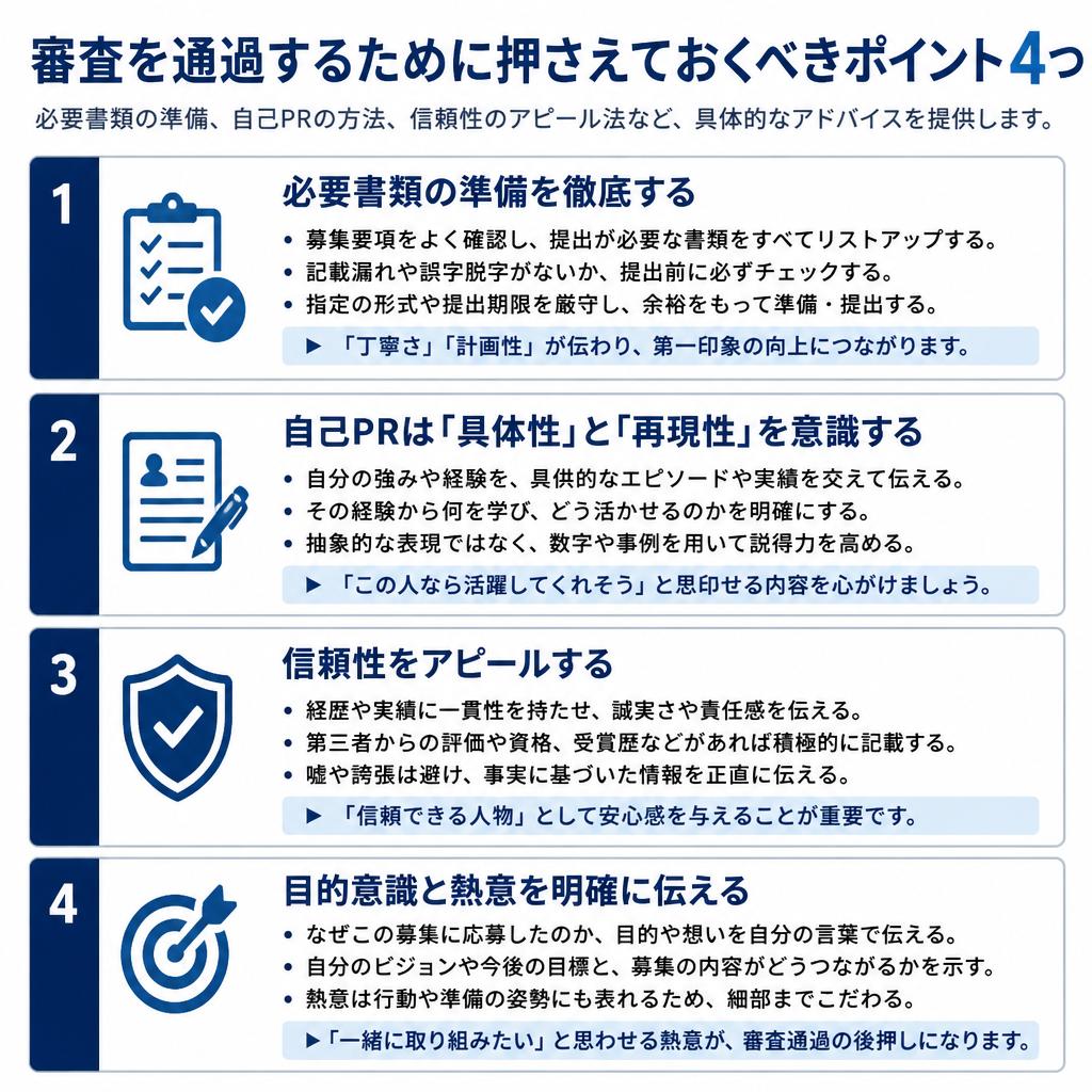 審査を通すための4つのポイント